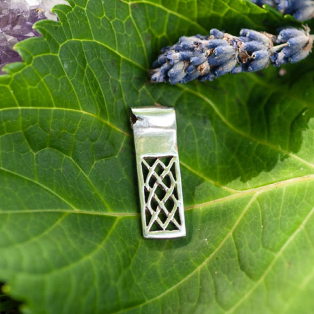 Sterling Silver Rectangle Celtic Knot Style Pendant